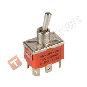 Toggle switch for 2 positions under the terminals (6 pin)
