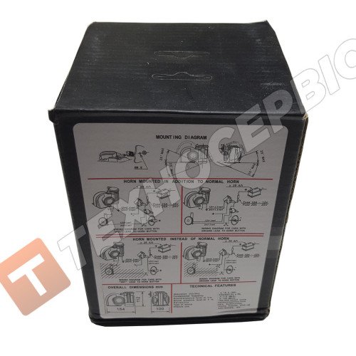 Сигнал электропневматический 12V вольт Двухтональная рожковая конструкция красный корпус