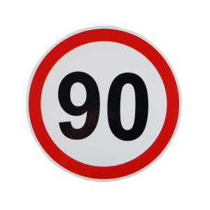 Наклейка знак Ограничение максимальной скорости 90 км. размер (диаметр) 160мм.
