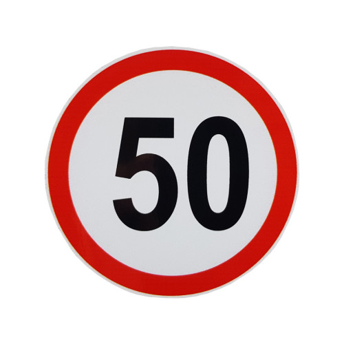 Наклейка знак Ограничение максимальной скорости 50 км. размер (диаметр) 160мм.