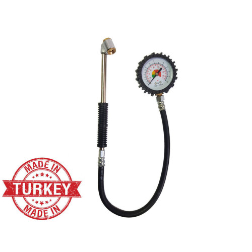 Pressure gauge for checking tire pressure up to 12 atm. with hose