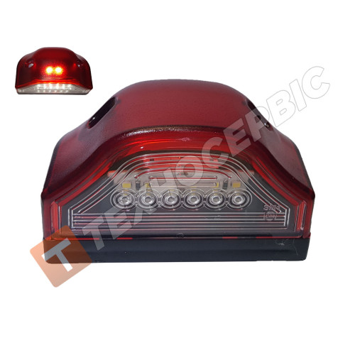 Number plate light diode 6LED 12-2v red with dimensions (Turkey)