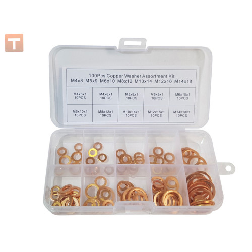 Set of copper washers M4-M14 (100 pcs.)