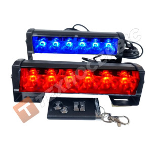 Strobe red-blue-white DRL in the grille of the car 12 LED 12в