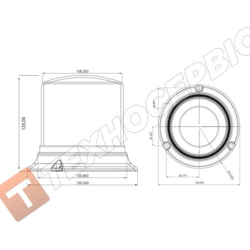 EMR48 Маячок проблисковий помаранчевий 72LED стаціонарне кріплення EMIR Туреччина