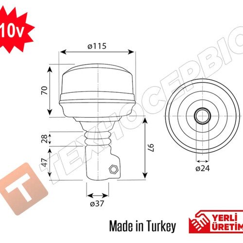 Маячок проблесковый оранжевый 12-110v крепеж на шток 36 LED EMIR Турция (тип Socket беспроводное соединение) Маячок проблесковый оранжевый 12-110v крепеж на шток 36 LED EMIR Турция (тип Socket беспроводное соединение)