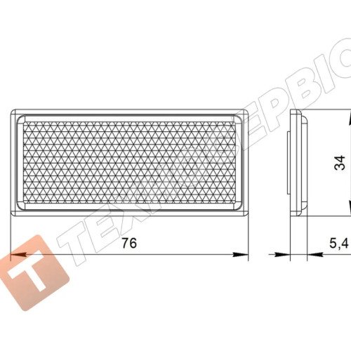 Cвітловідбивач червоний катафот 76 х 34 мм на клеючій плівці