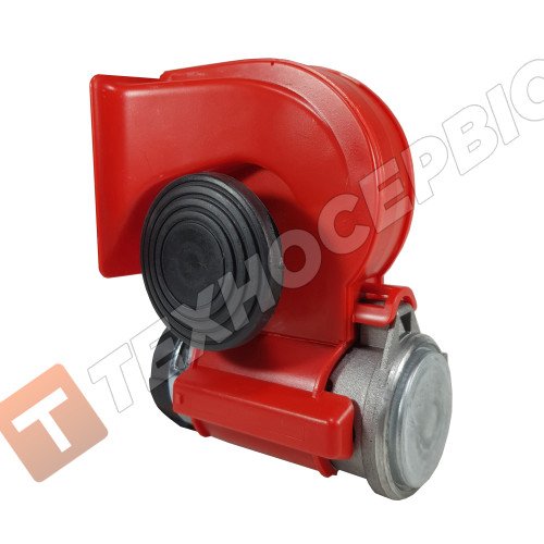 Сигнал електропневматичний 12V вольт Двотональний рожкова конструкція червоний корпус